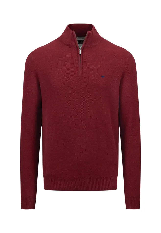 Sweater Men FYNCHHATTON Cotton Knitting Sweaters With A Troyer Collar Winter Whitesteelnightgrass Greenruby Rednavy