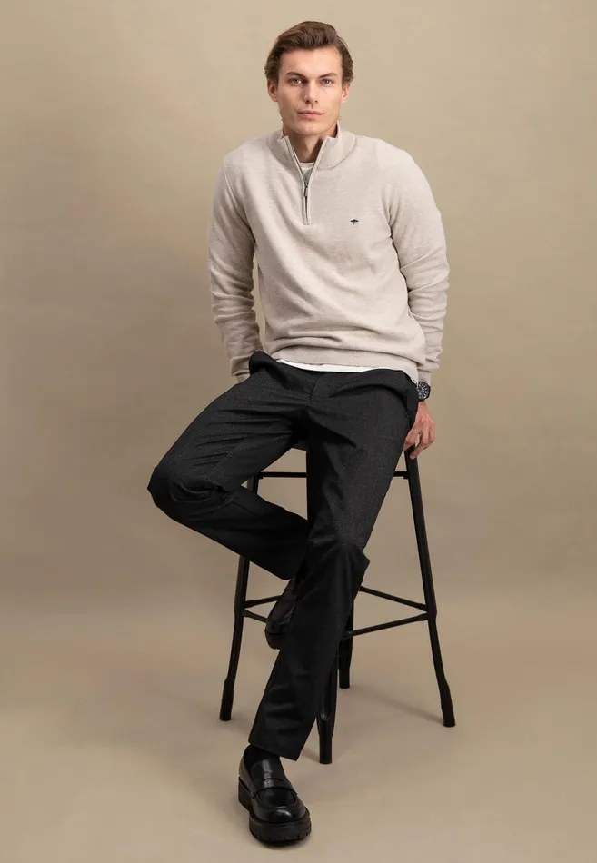 Sweater Men FYNCHHATTON Cotton Knitting Sweaters With A Troyer Collar Winter Whitesteelnightgrass Greenruby Rednavy