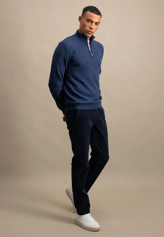 Sweater Men FYNCHHATTON Cotton Knitting Sweaters With A Troyer Collar Winter Whitesteelnightgrass Greenruby Rednavy