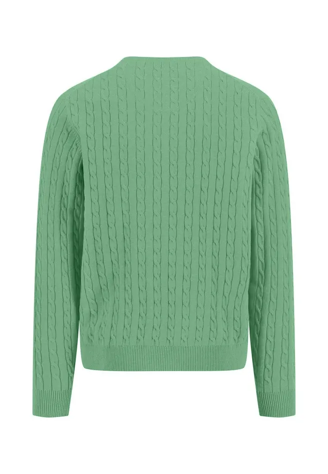 Sweater Men FYNCHHATTON Cotton Sweater With A Cable Knit Pattern Poppy Redstrong Bluenew Offwhiteturf Greennavy