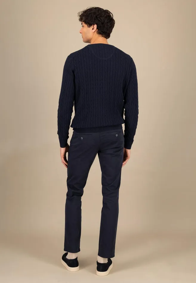 Sweater Men FYNCHHATTON Cotton Sweater With A Cable Knit Pattern Poppy Redstrong Bluenew Offwhiteturf Greennavy