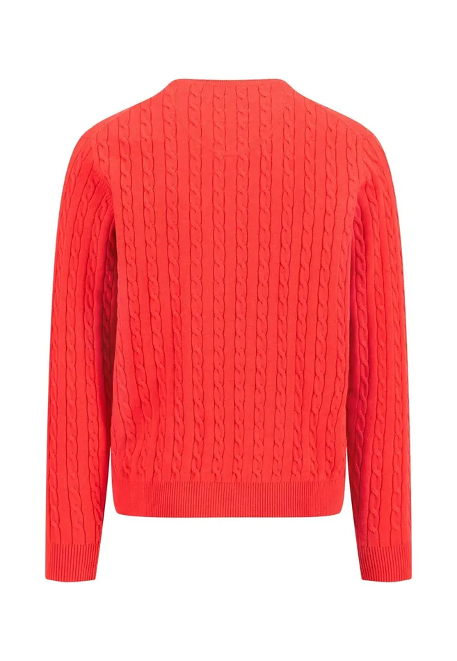 Sweater Men FYNCHHATTON Cotton Sweater With A Cable Knit Pattern Poppy Redstrong Bluenew Offwhiteturf Greennavy