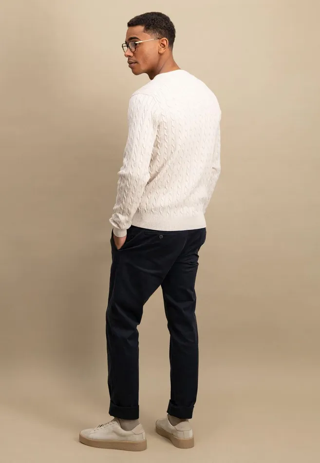 Sweater Men FYNCHHATTON Cotton Sweater With A Cable Knit Pattern Poppy Redstrong Bluenew Offwhiteturf Greennavy