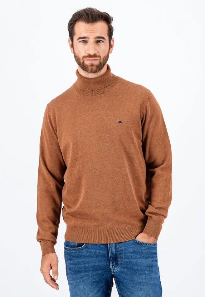 Sweater Men FYNCHHATTON Cotton Sweater With Turtleneck Hazelnavynightcharcoaldark Emerald