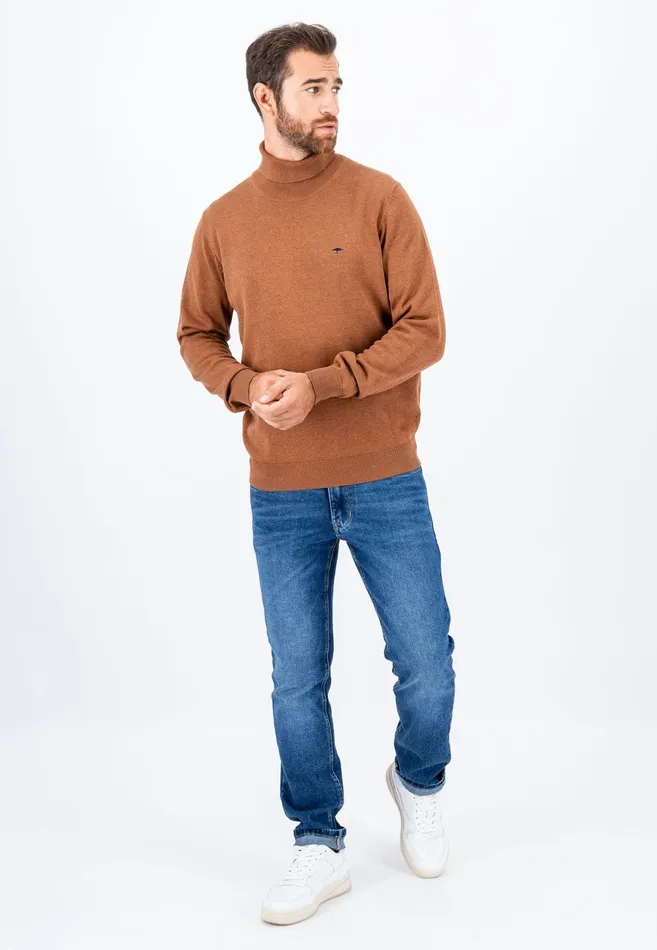 Sweater Men FYNCHHATTON Cotton Sweater With Turtleneck Hazelnavynightcharcoaldark Emerald