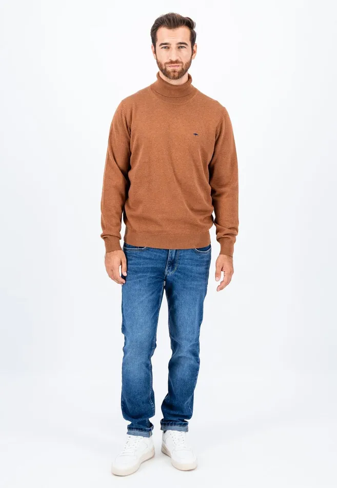 Sweater Men FYNCHHATTON Cotton Sweater With Turtleneck Hazelnavynightcharcoaldark Emerald