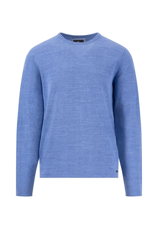 Sweater Men FYNCHHATTON Mottled Knitting Sweater With A Circular Neckline Strong Bluenavyturf Greennew Offwhite
