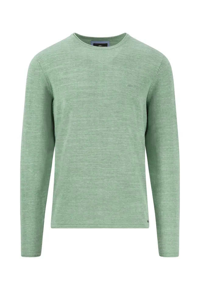 Sweater Men FYNCHHATTON Mottled Knitting Sweater With A Circular Neckline Strong Bluenavyturf Greennew Offwhite