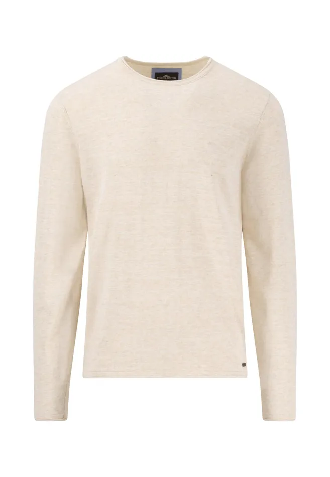 Sweater Men FYNCHHATTON Mottled Knitting Sweater With A Circular Neckline Strong Bluenavyturf Greennew Offwhite