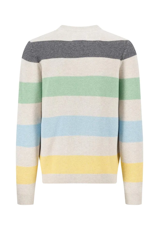 Sweater Men FYNCHHATTON Strip Sweater With A Circular Neckline Navynew Offwhite