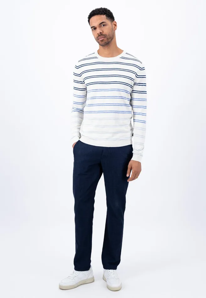 Sweater Men FYNCHHATTON Striped Cotton Linen Sweater Offwhitedusty Olivemidnight Sweater Men FYNCHHATTON Striped Cotton Linen Sweater Offwhitedusty Olivemidnight