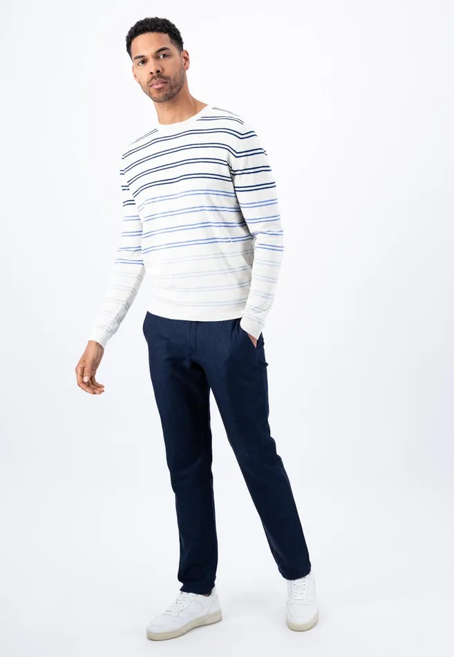 Sweater Men FYNCHHATTON Striped Cotton Linen Sweater Offwhitedusty Olivemidnight Sweater Men FYNCHHATTON Striped Cotton Linen Sweater Offwhitedusty Olivemidnight