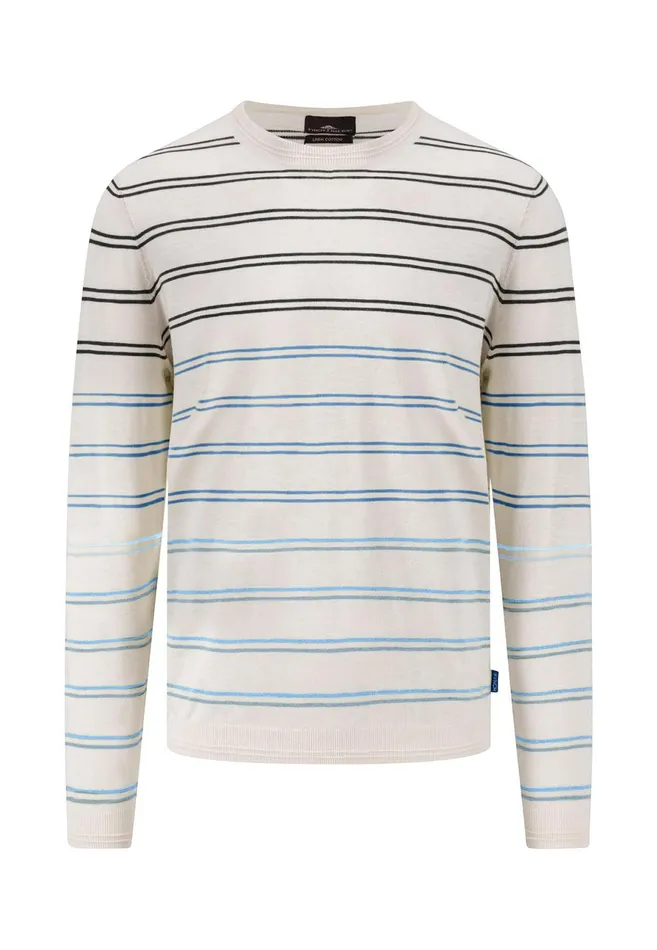 Sweater Men FYNCHHATTON Striped Cotton Linen Sweater Offwhitedusty Olivemidnight Sweater Men FYNCHHATTON Striped Cotton Linen Sweater Offwhitedusty Olivemidnight