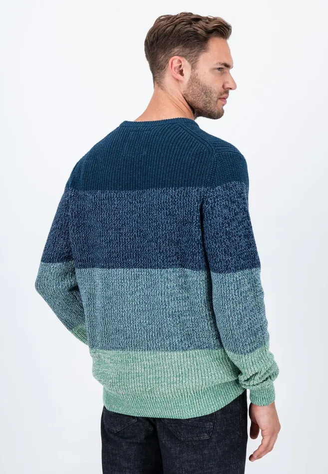 Sweater Men FYNCHHATTON Striped Knitting Sweater Made Of Cotton Dark Teal