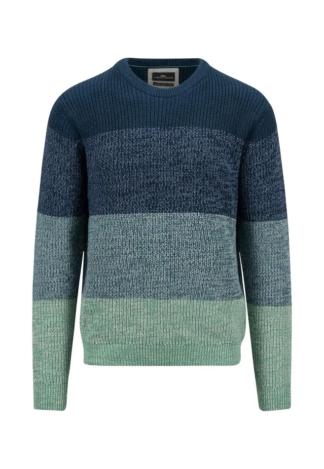 Sweater Men FYNCHHATTON Striped Knitting Sweater Made Of Cotton Dark Teal
