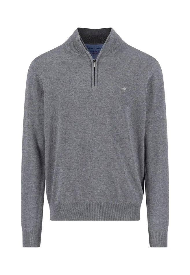 Sweater Men FYNCHHATTON Troyer Sweater Made Of Pure Cotton Navysteel