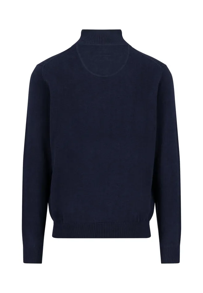 Sweater Men FYNCHHATTON Troyer Sweater Made Of Pure Cotton Navysteel