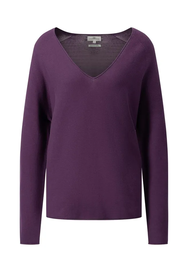 Sweater Women FYNCHHATTON Cotton Sweater With Vneckline Faded Lavendermilkelegant Pinkdusty Rosemodern Plumroyal Blueaqua Seablack