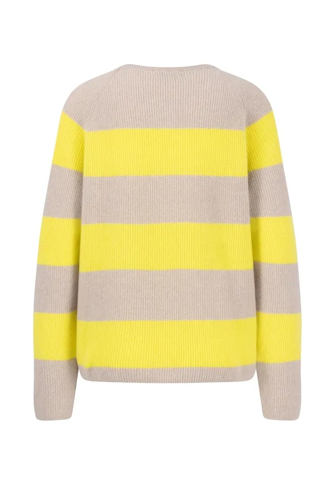 Sweater Women FYNCHHATTON Kashmir Sweater In Strip Look Bright Yellowgray Melangerosy