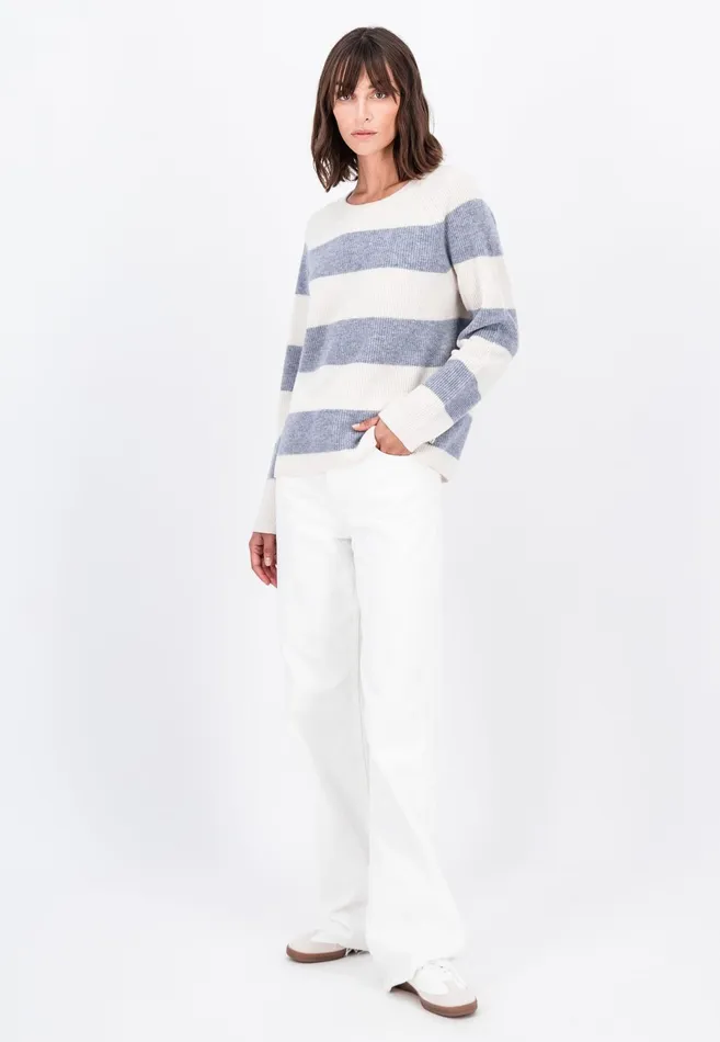 Sweater Women FYNCHHATTON Kashmir Sweater In Strip Look Bright Yellowgray Melangerosy