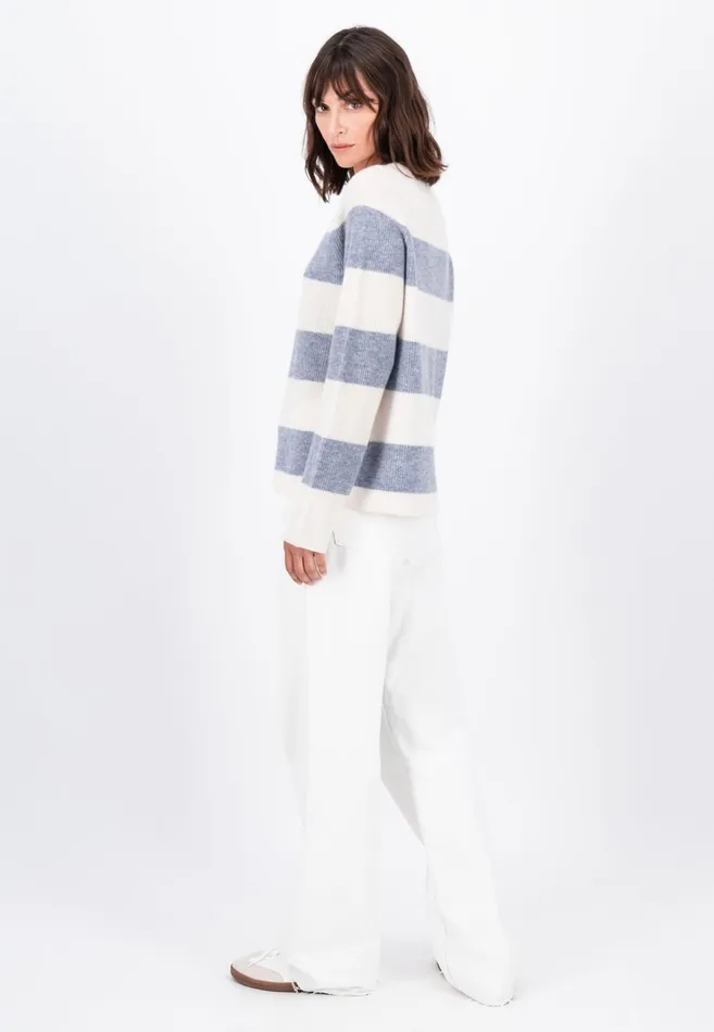 Sweater Women FYNCHHATTON Kashmir Sweater In Strip Look Bright Yellowgray Melangerosy