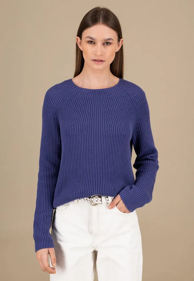 Sweater Women FYNCHHATTON Knitting Sweater Made Of 100 Cotton Blue Purplecrimson Redmilk