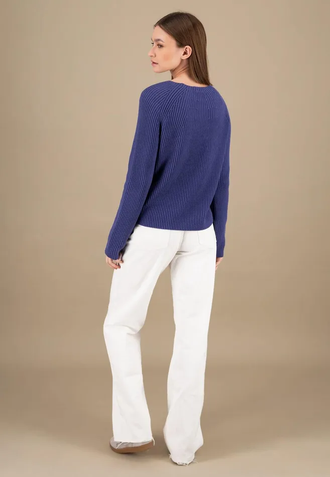 Sweater Women FYNCHHATTON Knitting Sweater Made Of 100 Cotton Blue Purplecrimson Redmilk