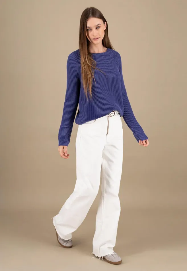 Sweater Women FYNCHHATTON Knitting Sweater Made Of 100 Cotton Blue Purplecrimson Redmilk