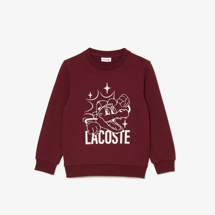 Sweaters and Sweatshirts Kids Lacoste Kids039 Crocodile Print Cotton Sweatshirt Bordeaux Yup