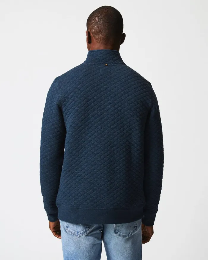 Sweaters and Sweatshirts Men Billy Reid Diamond Quilt Half Zip Carbon Blue