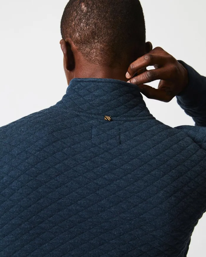 Sweaters and Sweatshirts Men Billy Reid Diamond Quilt Half Zip Carbon Blue