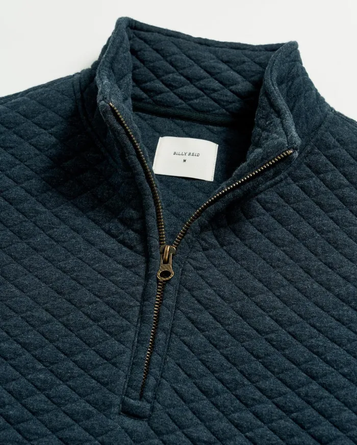 Sweaters and Sweatshirts Men Billy Reid Diamond Quilt Half Zip Carbon Blue