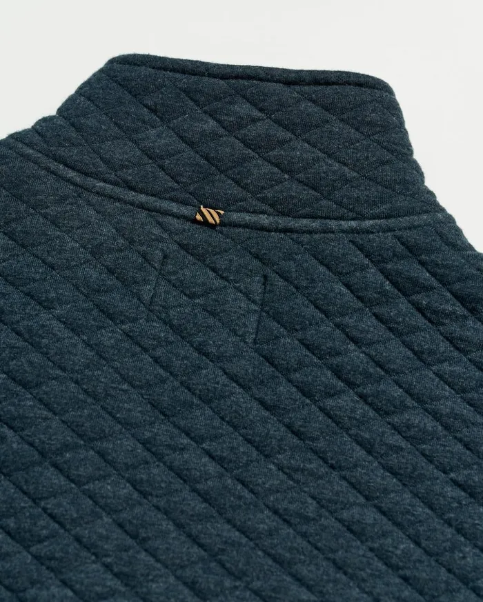 Sweaters and Sweatshirts Men Billy Reid Diamond Quilt Half Zip Carbon Blue