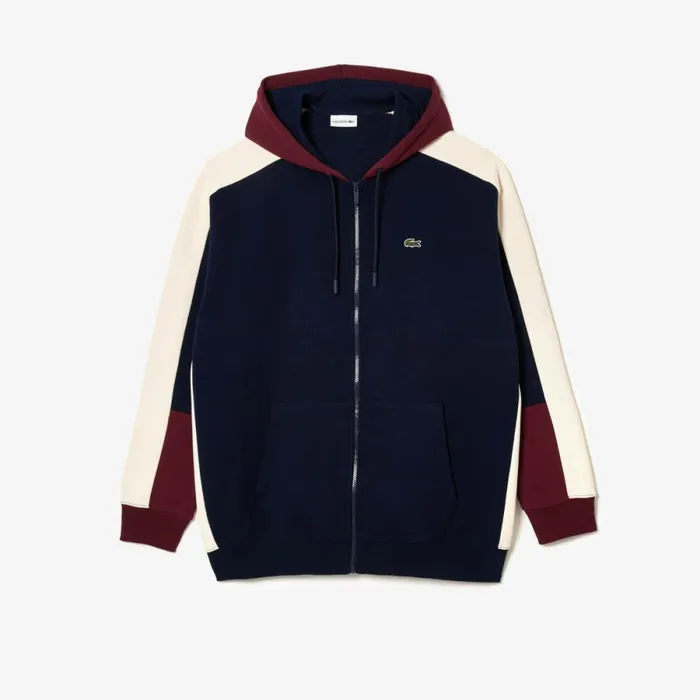 Sweaters and Sweatshirts Men Lacoste Men039s Big Fit ZipUp Hoodie Navy Blue Bordeaux White Pig Sweaters and Sweatshirts Men Lacoste Men039s Big Fit ZipUp Hoodie Navy Blue Bordeaux White Pig