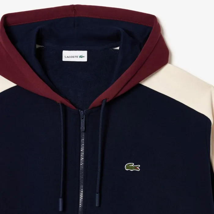 Sweaters and Sweatshirts Men Lacoste Men039s Big Fit ZipUp Hoodie Navy Blue Bordeaux White Pig