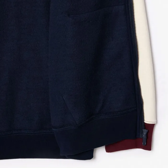 Sweaters and Sweatshirts Men Lacoste Men039s Big Fit ZipUp Hoodie Navy Blue Bordeaux White Pig