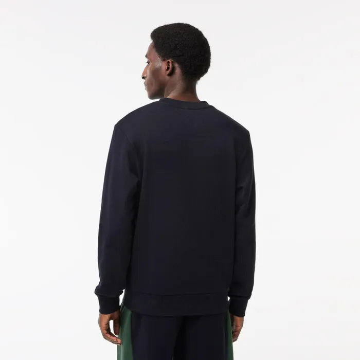 Sweaters and Sweatshirts Men Lacoste Men039s Classic Fit 3D Print Colorblock Sweatshirt Navy Blue Dark Green Mi7