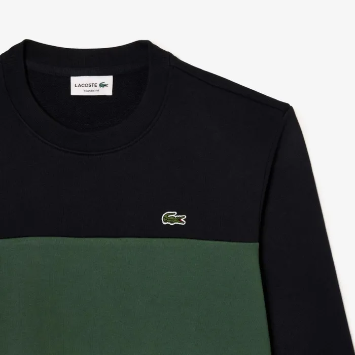 Sweaters and Sweatshirts Men Lacoste Men039s Classic Fit 3D Print Colorblock Sweatshirt Navy Blue Dark Green Mi7