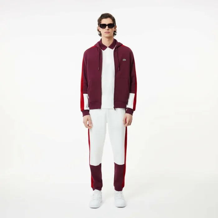 Sweaters and Sweatshirts Men Lacoste Men039s Colorblock Hoodie Bordeaux Red White Igw