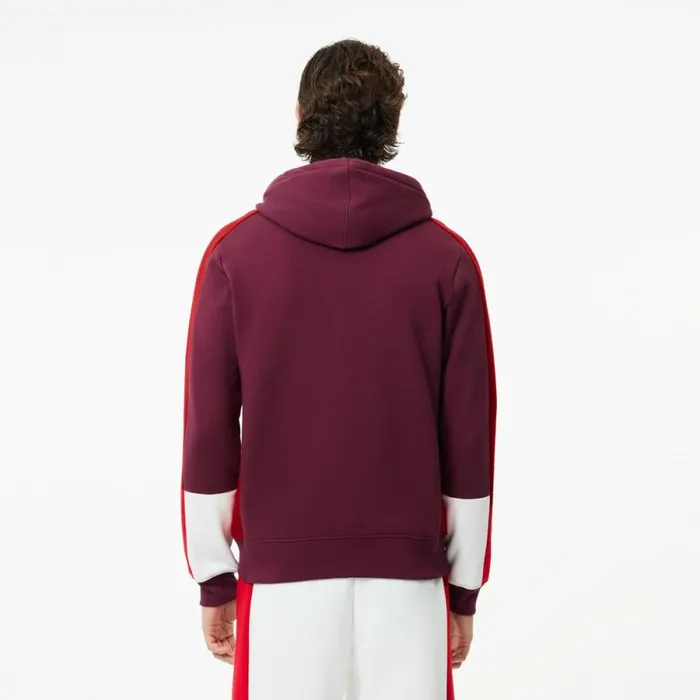 Sweaters and Sweatshirts Men Lacoste Men039s Colorblock Hoodie Bordeaux Red White Igw