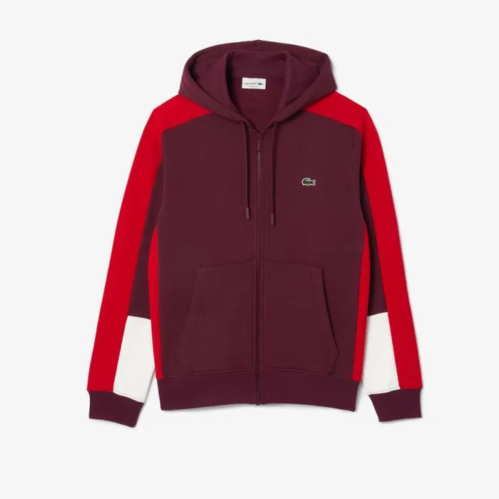 Sweaters and Sweatshirts Men Lacoste Men039s Colorblock Hoodie Bordeaux Red White Igw