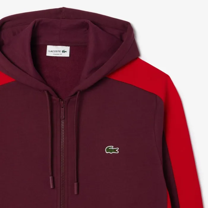 Sweaters and Sweatshirts Men Lacoste Men039s Colorblock Hoodie Bordeaux Red White Igw