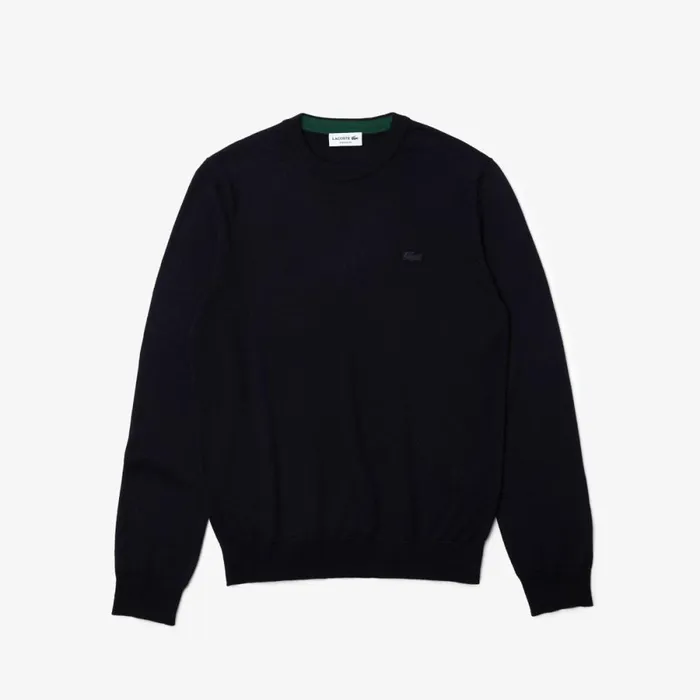 Sweaters and Sweatshirts Men Lacoste Men039s Crew Neck Merino Wool Sweater Navy Blue 166