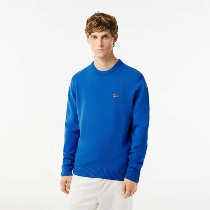 Sweaters and Sweatshirts Men Lacoste Men039s Crew Neck Wool Sweater Blue Siy