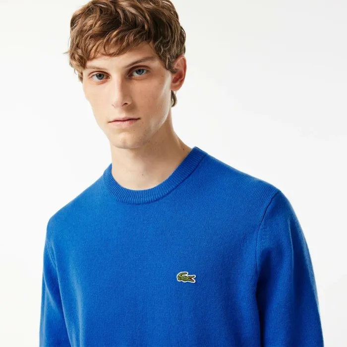 Sweaters and Sweatshirts Men Lacoste Men039s Crew Neck Wool Sweater Blue Siy