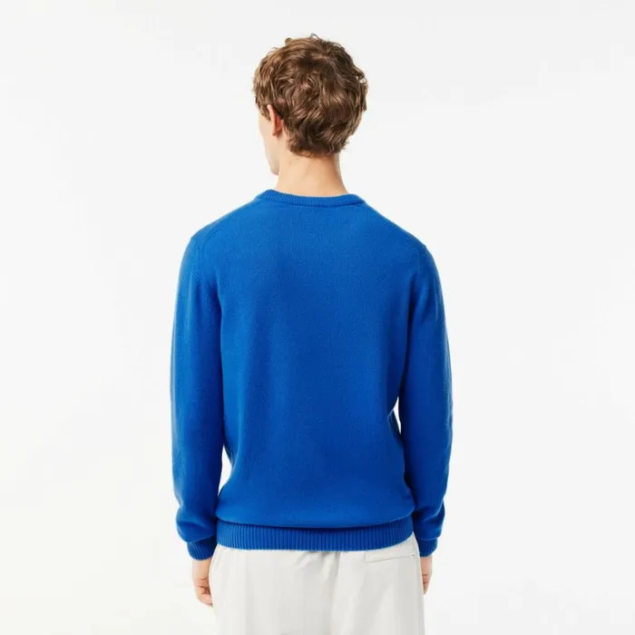 Sweaters and Sweatshirts Men Lacoste Men039s Crew Neck Wool Sweater Blue Siy