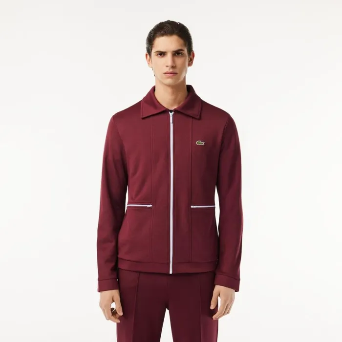 Sweaters and Sweatshirts Men Lacoste Men039s Heritage Inspired Paris Interlock Sweatshirt Bordeaux Ixz