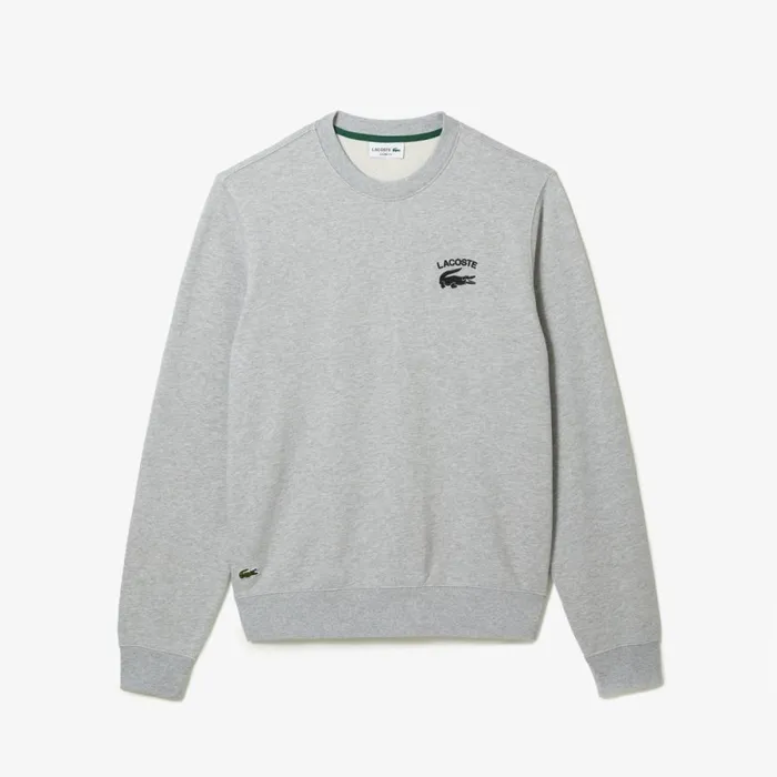Sweaters and Sweatshirts Men Lacoste Men039s Inscription Crew Neck Sweatshirt Grey Chine Cca