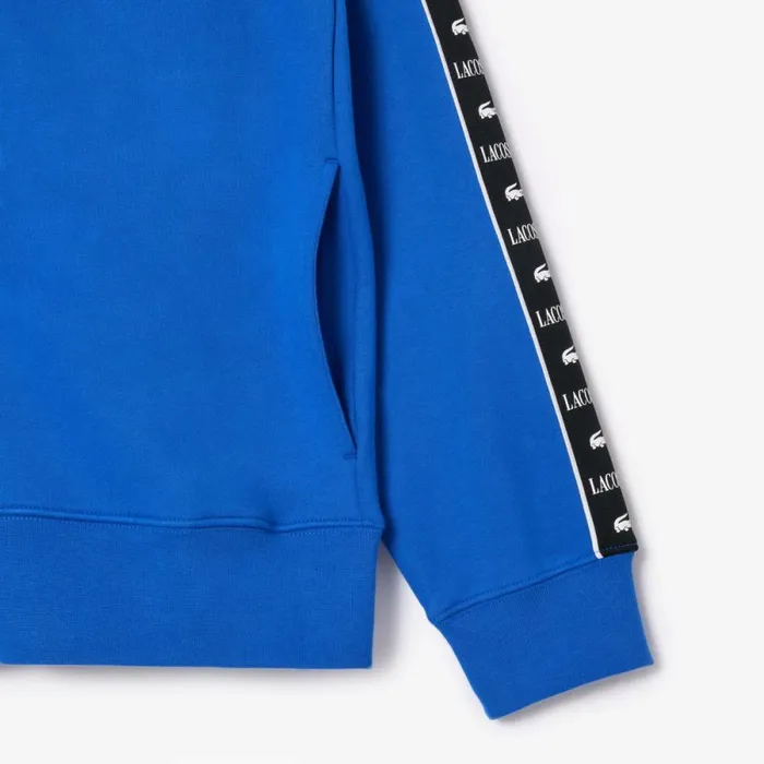 Sweaters and Sweatshirts Men Lacoste Men039s Logo Stripe ZipUp Sweatshirt Ladigue Blue Ixw