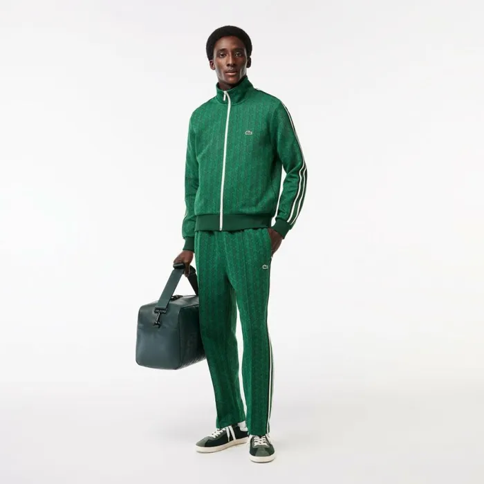 Sweaters and Sweatshirts Men Lacoste Men039s Paris Monogram ZipUp Sweatshirt Green Qij